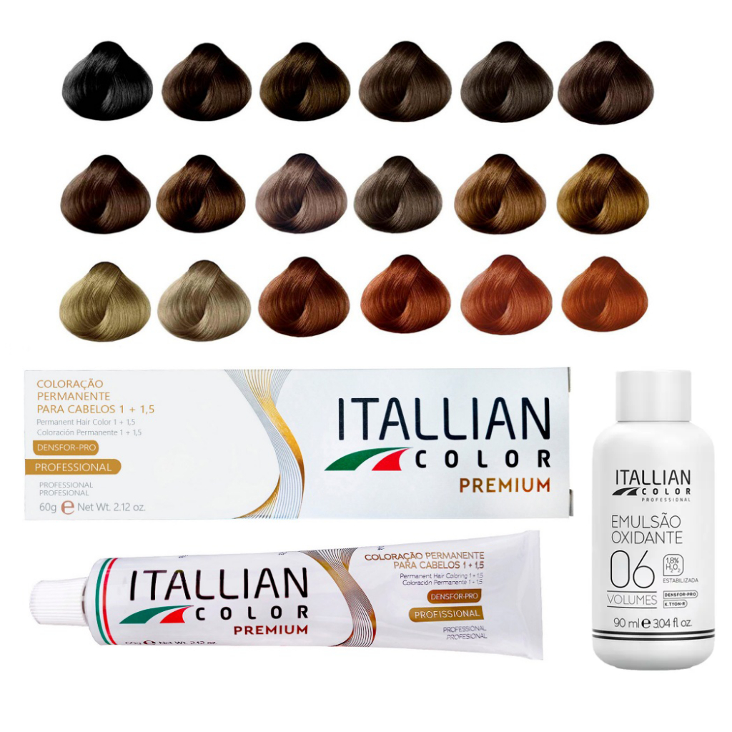 Coloração Itallian Color 60g + Emulsão Oxi de 06 Volumes 90ml em Oferta na Shopee