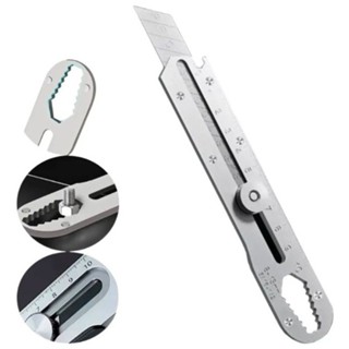 Faca Estilete 6 em 1 Multifuncional de Aço Inoxidável Utilitário Cortador de papel Faca Portátil de corte em Oferta na Shopee