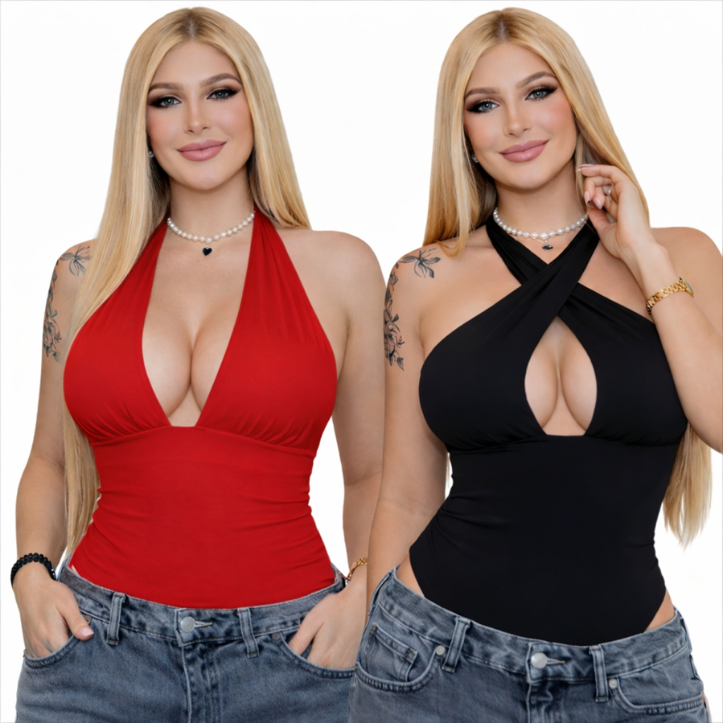 Kit 2 Body Multiformas  Look Charly Bolzani Blusa Feminina Estilosa Tendência Look Presente Dia Mulheres em Oferta na Shopee