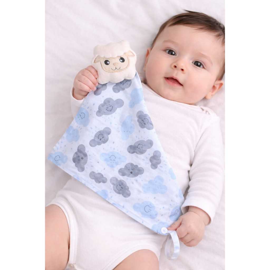 Naninha Para Bebê Com Porta Chupeta Antialérgico - Naninha De Bichinhos de Pelúcia - Ovelha Fofinha