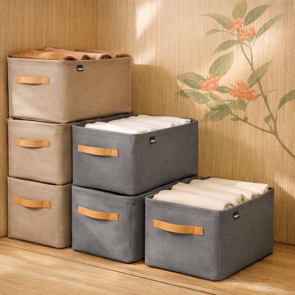 Caixa Organizadora Dobrável de Guarda-Roupa em TNT 35 x 25 x 22 cm  Alça Roupas Closets Armários em Oferta na Shopee