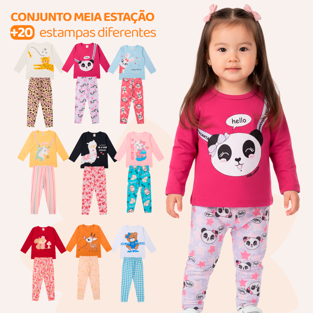 Kit Sortido 4 Peças de Roupas Para Bebê Feminino Infantil Inverno e Meia estação Roupa de Bebê Menina Para Frio em Oferta na Shopee