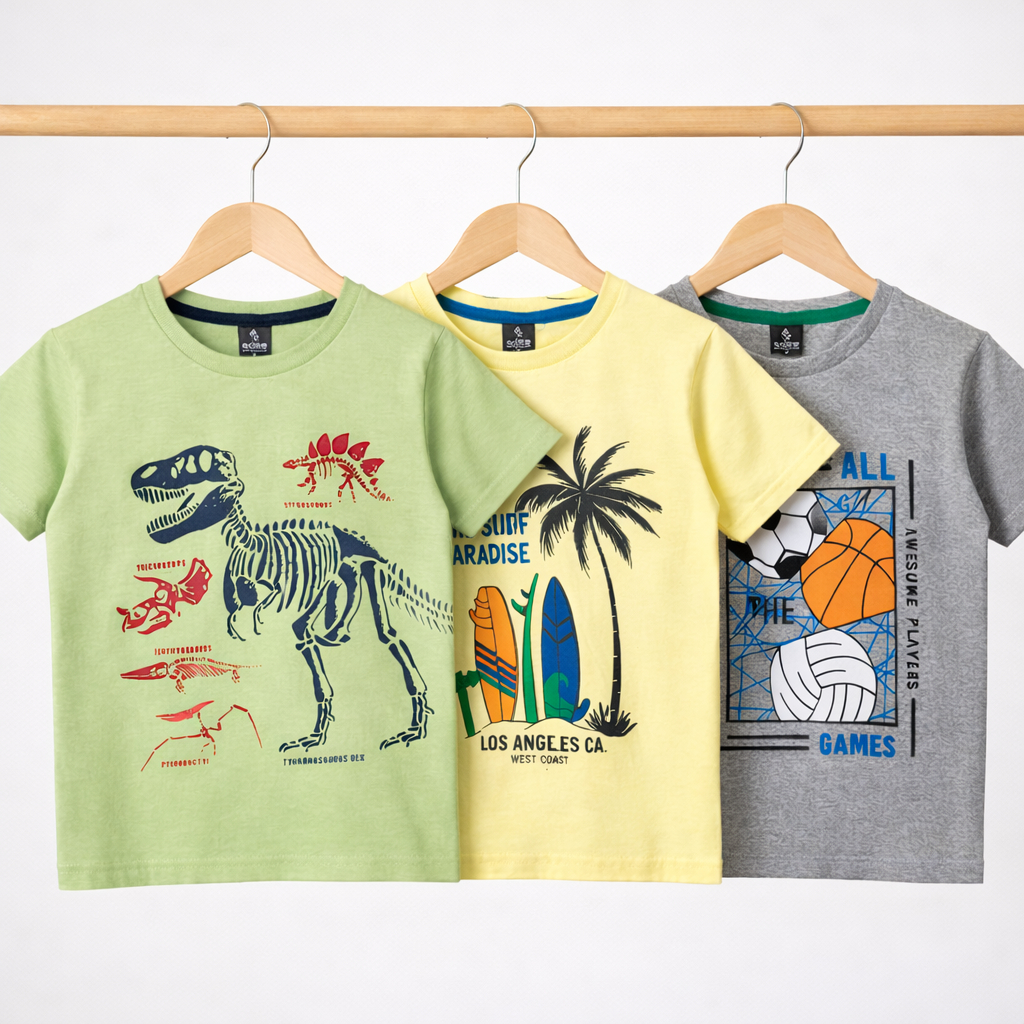 Kit 3 Camisetas Menino Infantil Manga Curta Estampada Algodão Promoção Sortidas
