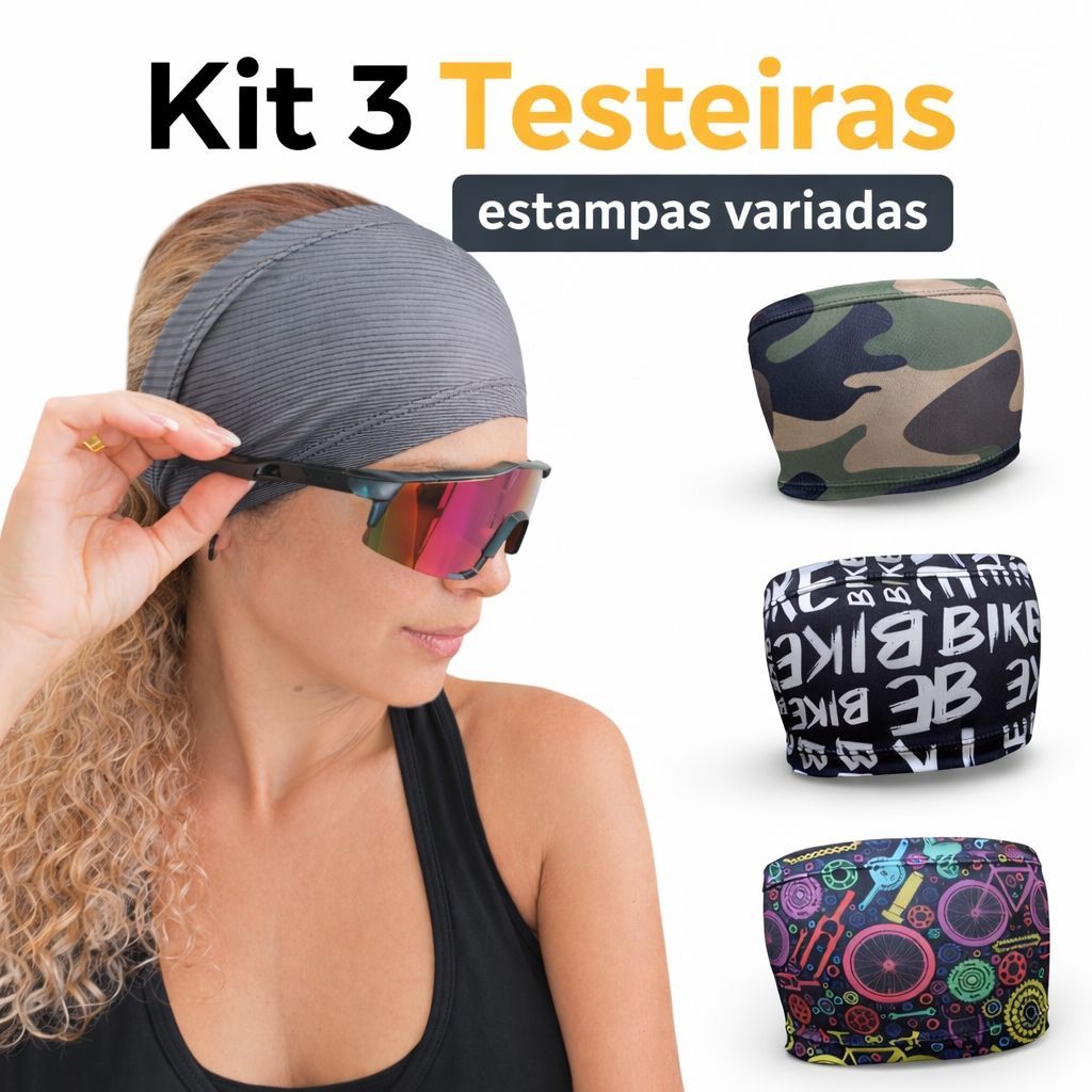 Kit Testeira Headband Faixa de Testa Esporte Ciclismo Corrida