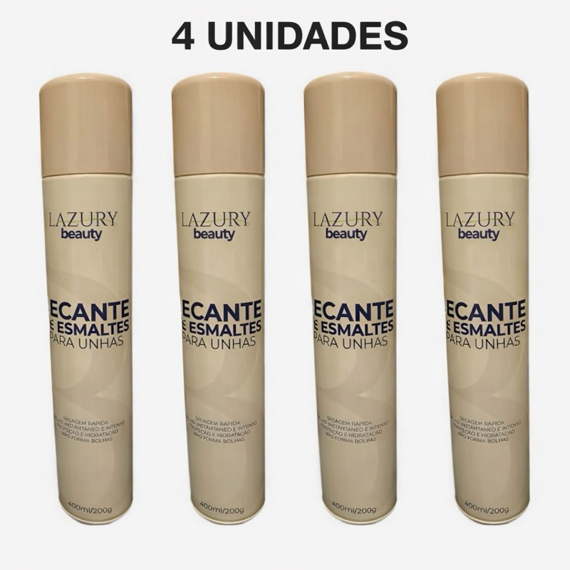 Kit com 4 Spray Secante de Unha 400ml LAZURY(embalagem com tampa bege ou azul)