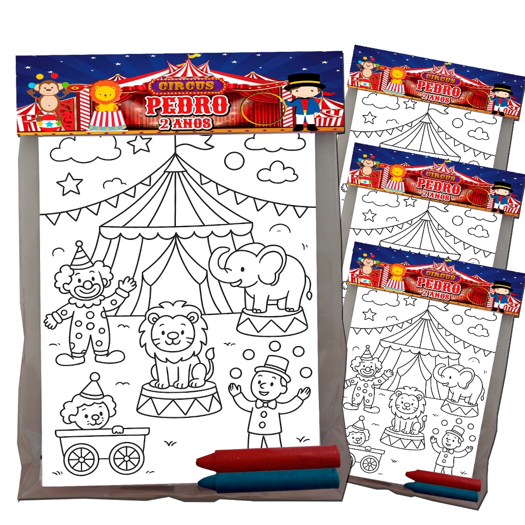 Kit's para colorir Personalizado Festa Infantil Tema Circo / Circo Rosa. Lembrancinhas