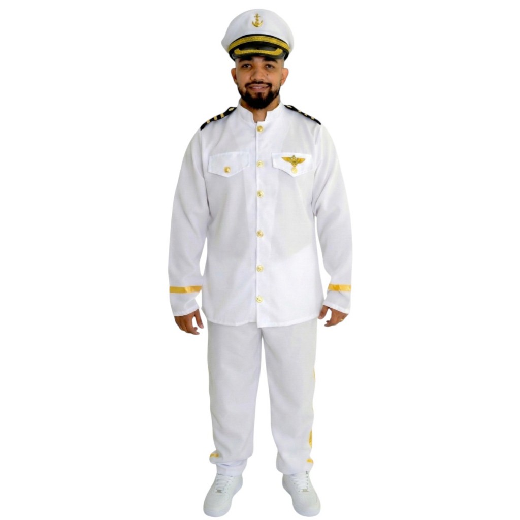 Roupa Marinheiro Adulto com Quepe de Capitão