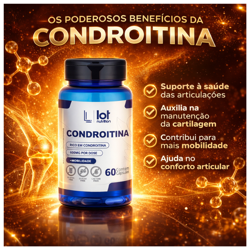 Condroitina 600mg 60 Cápsulas Saúde da Cartilagem e Mobilidade Lot Nutrition  Descrição Completa: