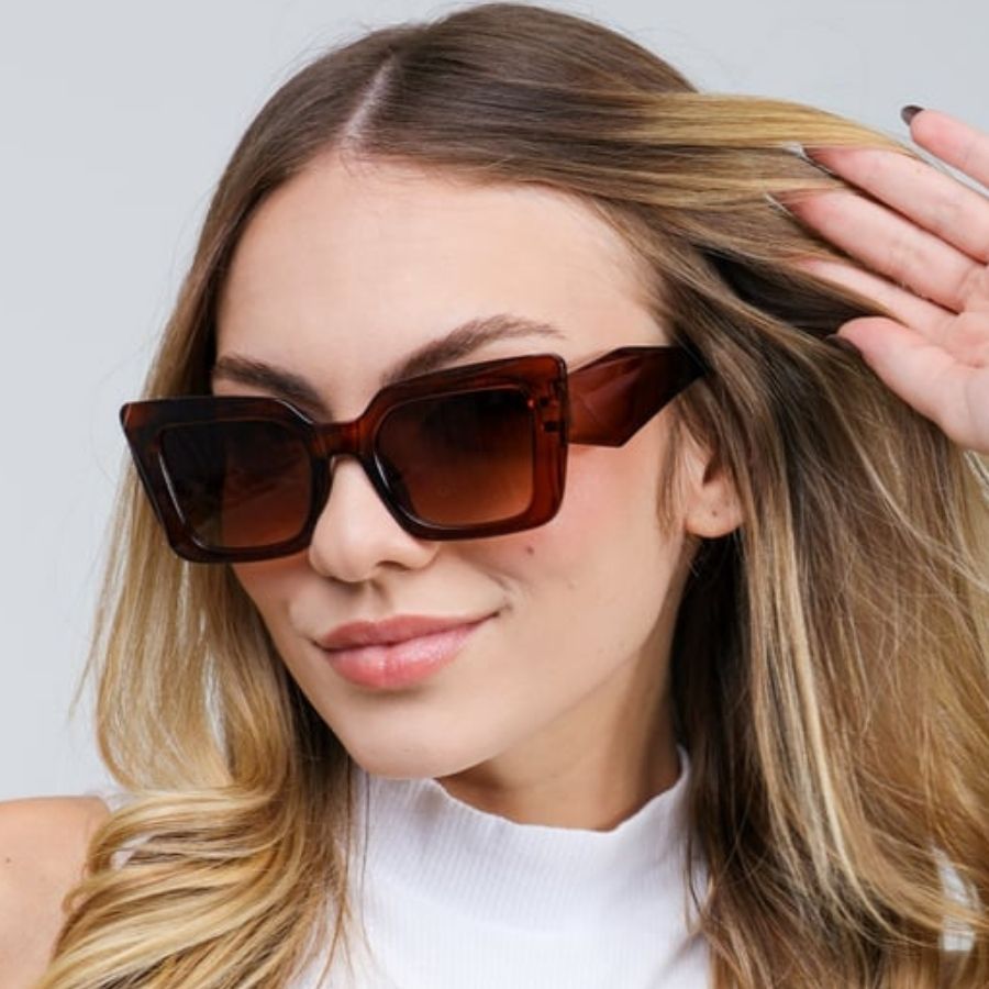 Óculos de Sol Feminino Gatinho Grande Moderno Sofisticado Proteção UV400 em Oferta na Shopee