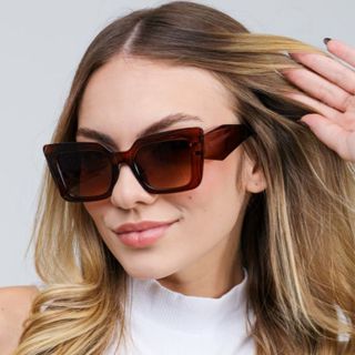 Óculos de Sol Feminino Gatinho Grande Moderno Sofisticado Proteção UV400 em Oferta na Shopee