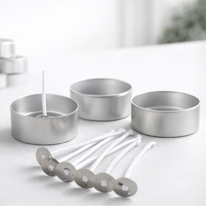 Kit Base de alumínio Latinha para Velas Rechaud + Pavio Parafinado 5cm em Oferta na Shopee