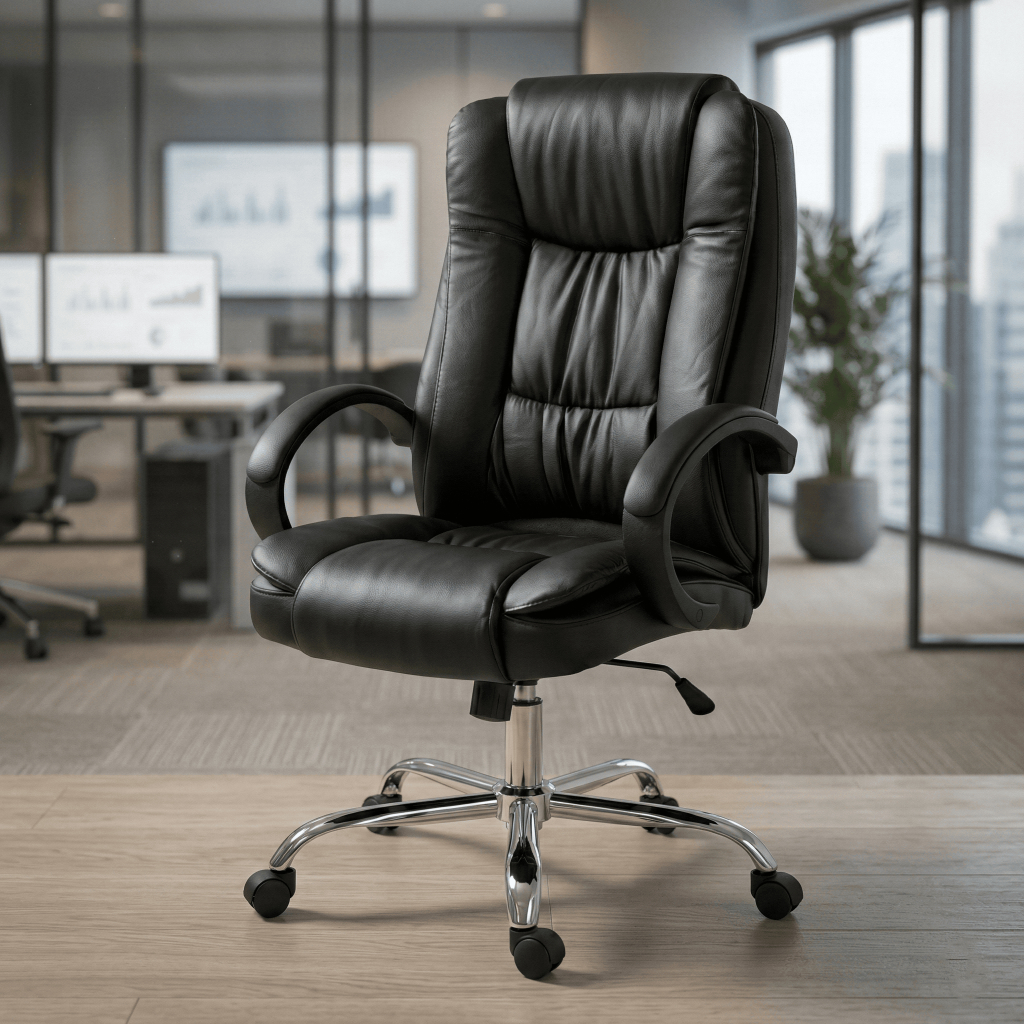 Cadeira Executiva Presidente Ergonômica com Altura Ajustável  Apoio Lombar e Sistema Relax