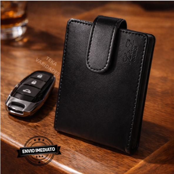 Carteira Masculina Couro Legitímo Slim com Porta Cartões