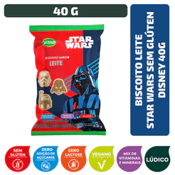 Biscoito Leite Star Wars Sem Glúten Disney 40g - Vegano
