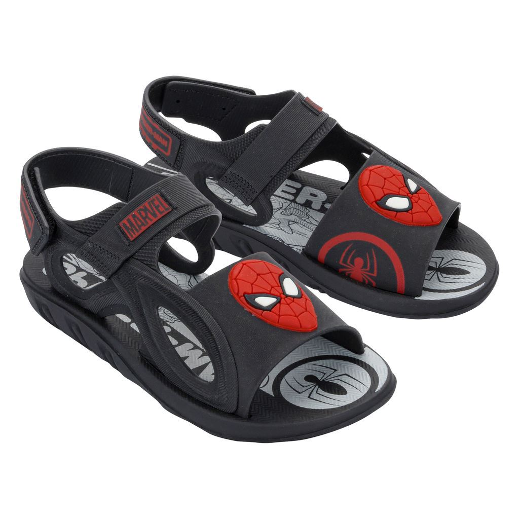 Sandália Infantil Menino Marvel Power Homem Aranha Grendene Kids Preto ou Azul Super Confortável
