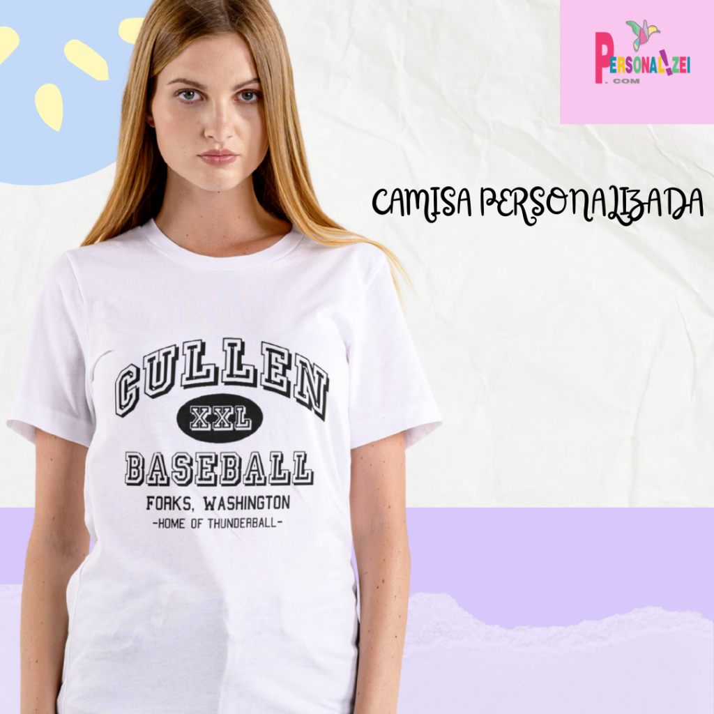 Camisa Crepúsculo Cullen Baseball Personalizada Camiseta Edward Estampada Presente