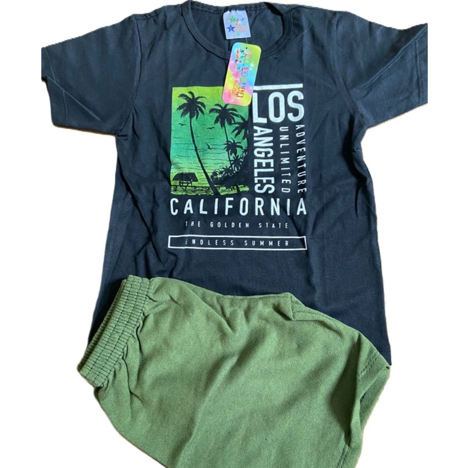 Conjunto verão Los Angeles tamanho  4 - shorts + camiseta masculino menino infantil