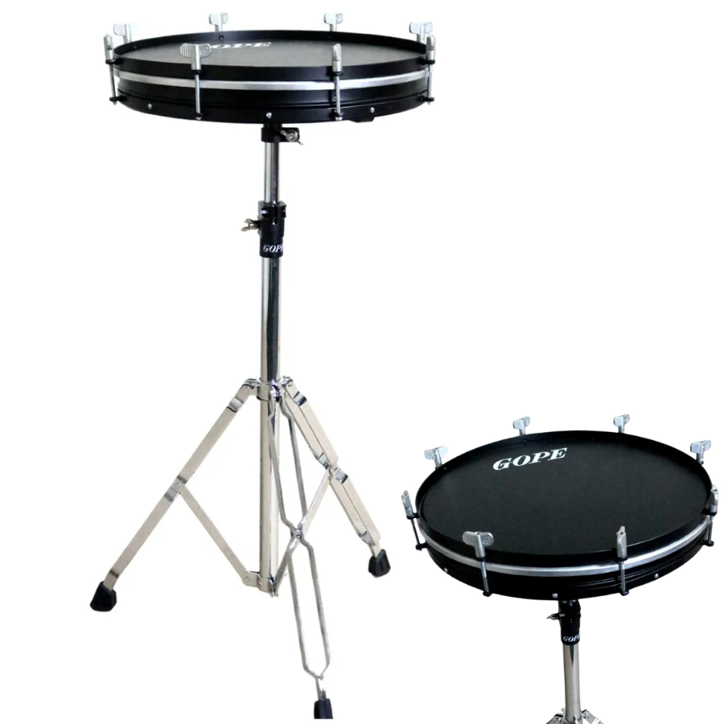 Surdo 18 Polegadas Gope Compacto Pele Napa Aluminio Com Tripé Profissional Reduzido