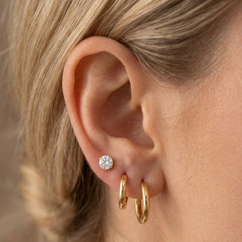 KIT 3 pares Brinco Aço Inoxidável Argolas Ponto de Luz em Oferta na Shopee