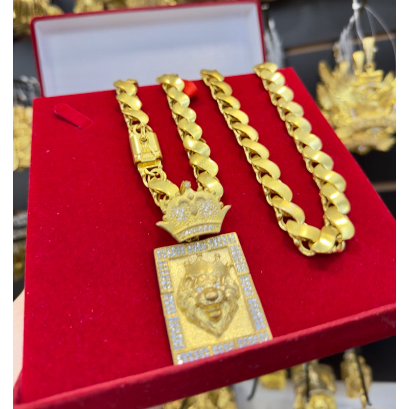 Corrente Cordão Friso S 12mm 70cm + pingente leao mc poze chefin Moeda Antiga Cor Dourada em Oferta na Shopee