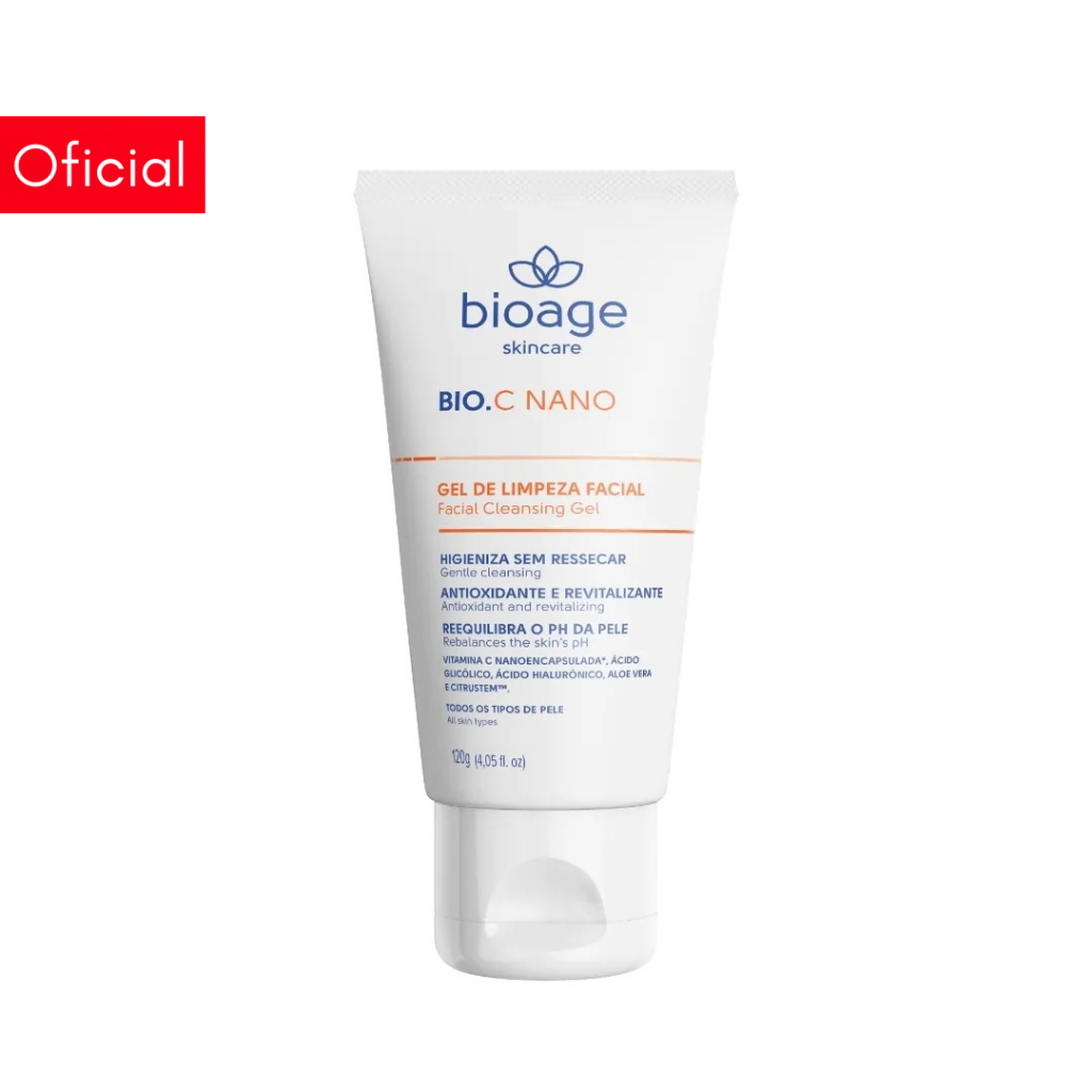 Gel de Limpeza Facial com Vitamina C Antioxidante e Revitalizante 120g - Bioage em Oferta na Shopee