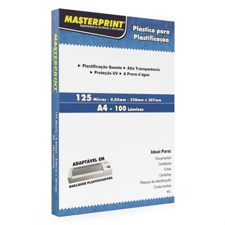 Polaseal Para Plastificação A4 125 Micras Masterprint 100 Folhas | Pouch para Plastificar Documentos Laminadora em Oferta na Shopee