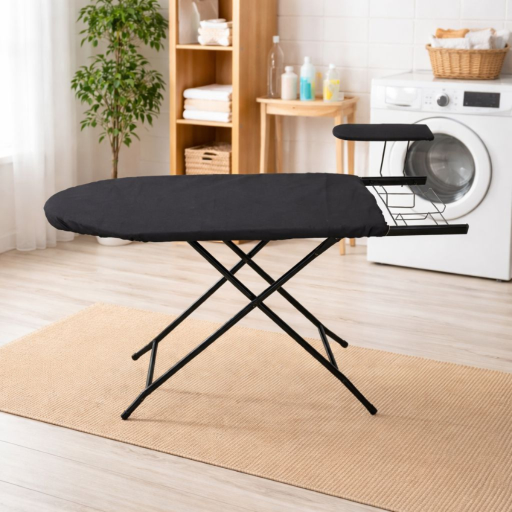 Mesa De Passar Roupa Térmica Em Aço Com Passa Mangas Porta Ferro Dobrável Resistente