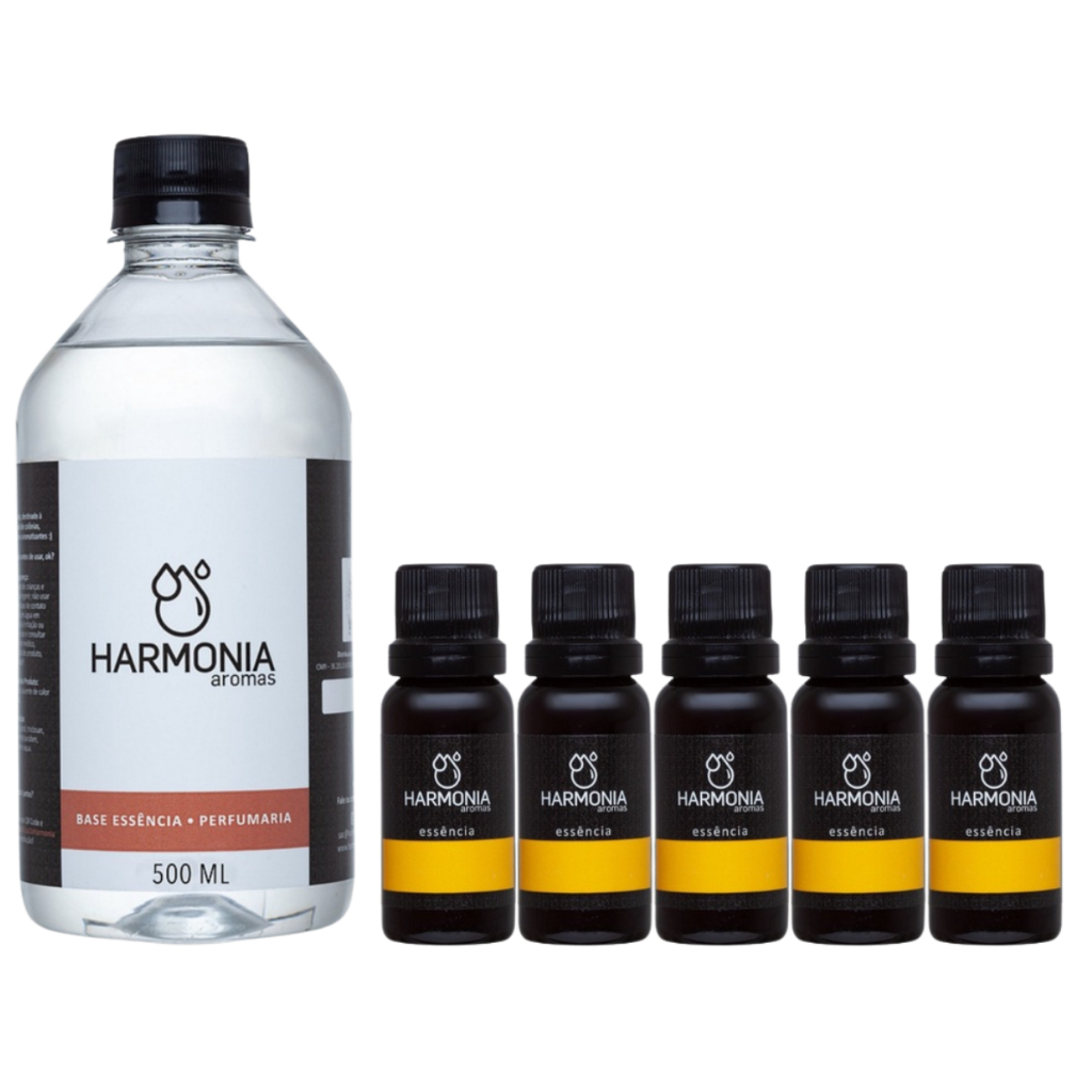 Kit Base Para Produção Perfume 500ml + 5 Essências De Perfume 20ml