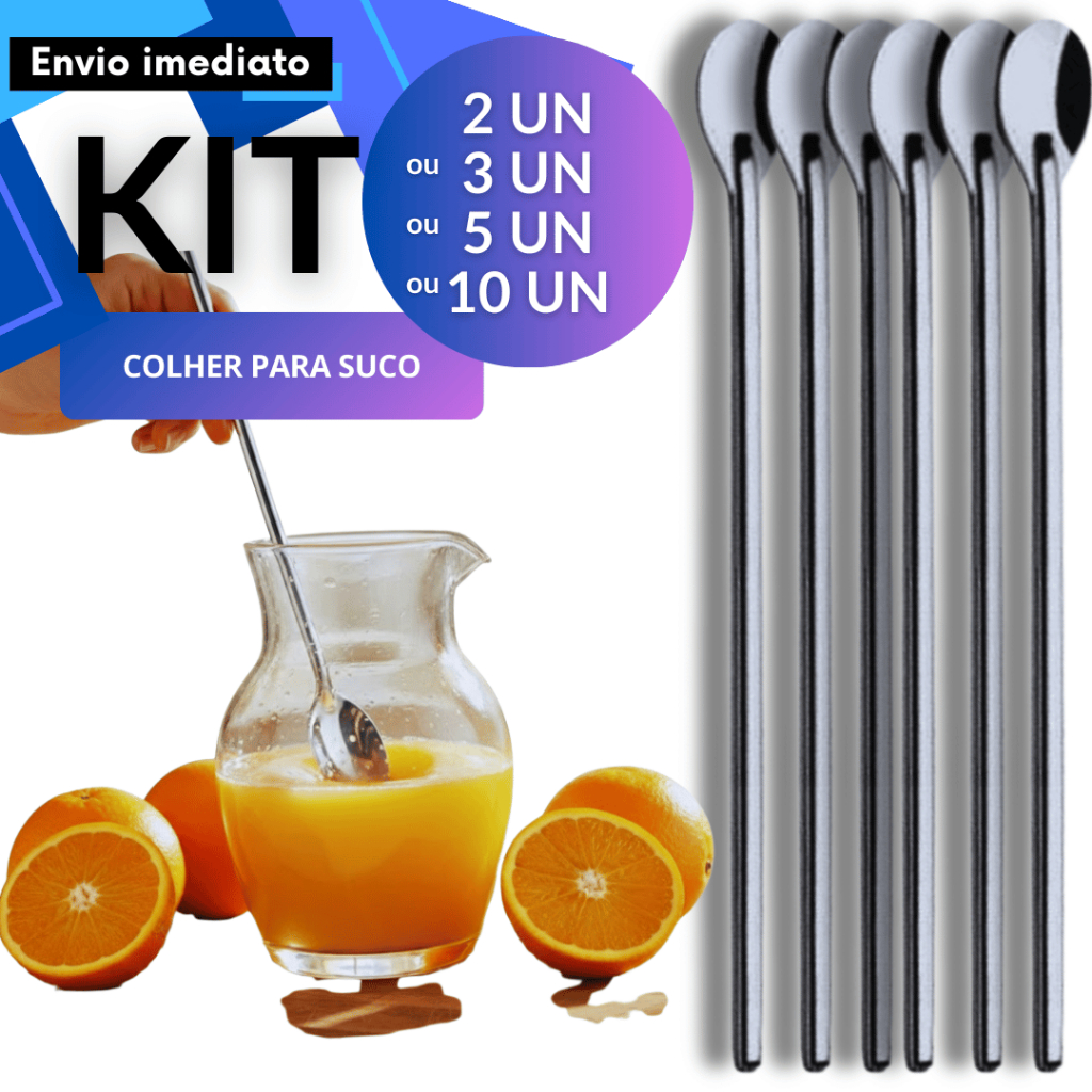 Kit 2/3/5/10 OU 1 un Colher de Suco Bailarina 30cm Longa Firme Durável Ideal Bartender Bar Restaurante
