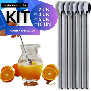 Kit 2/3/5/10 OU 1 un Colher de Suco Bailarina 30cm Longa Firme Durável Ideal Bartender Bar Restaurante