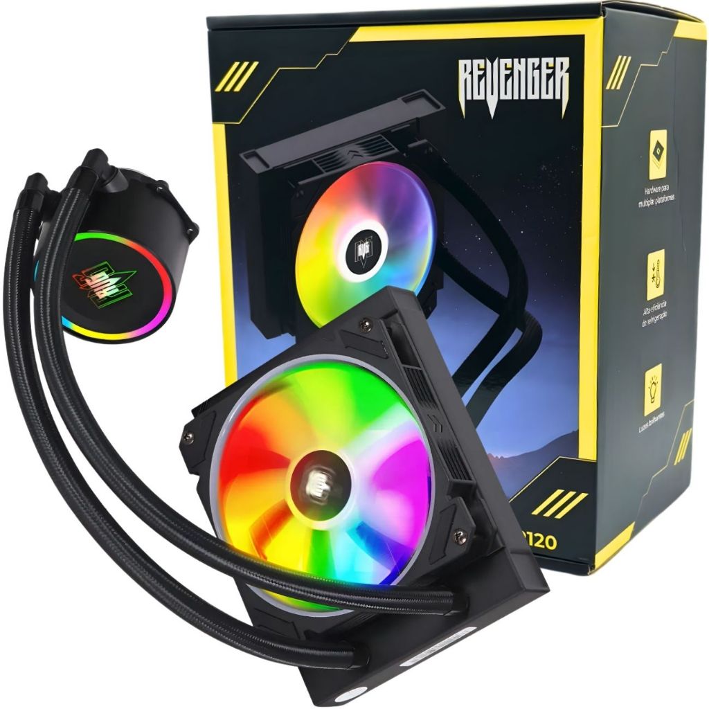 Water Cooler 120S, ARGB, Led Rgb 120mm, Preto Para Processador AMD e Intel