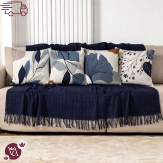 Kit Manta Decorativa P + 4 Capas de Almofadas Estampa Digital para Sala em Oferta na Shopee