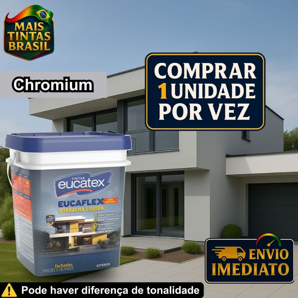 Borracha Líquida Impermeabilizante Cromio Eucatex 20kg Tinta Emborrachada parede Interna Externa em Oferta na Shopee