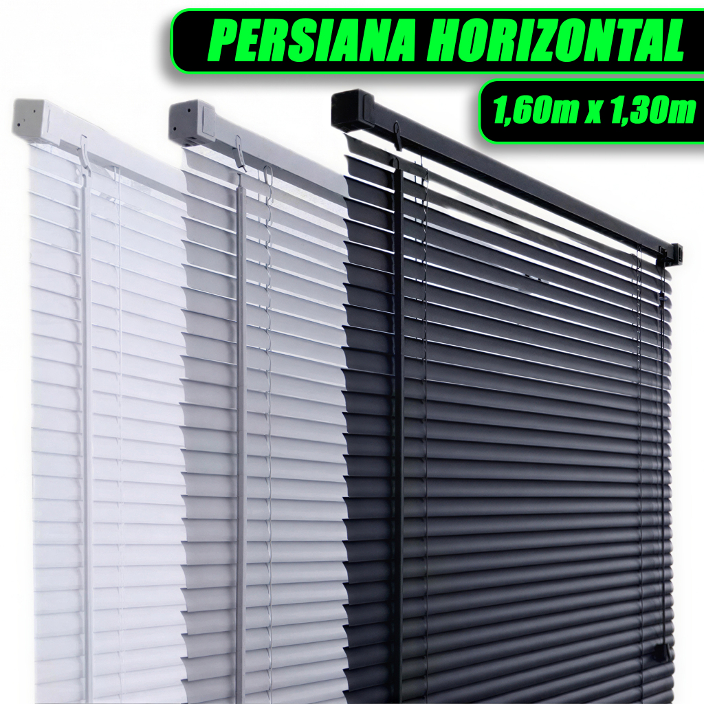 Persiana Horizontal PVC 1,60 x 1,30mt Branco Preto Cinza Sala Quarto Escritório em Oferta na Shopee