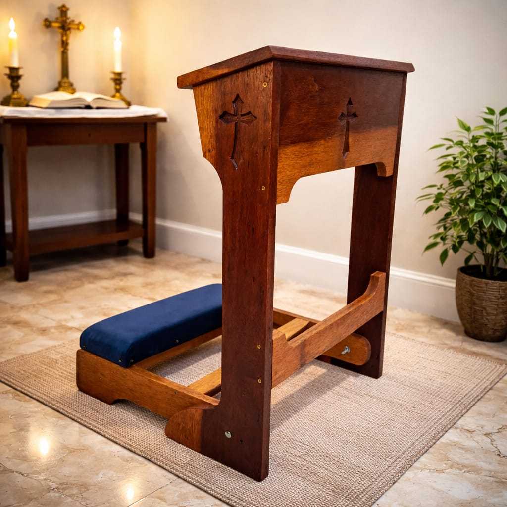 Genuflexório de Madeira Maciça Cedrinho Ajoelhador Dobravél Apoio para Rezar Móvel Religioso Oração em Oferta na Shopee
