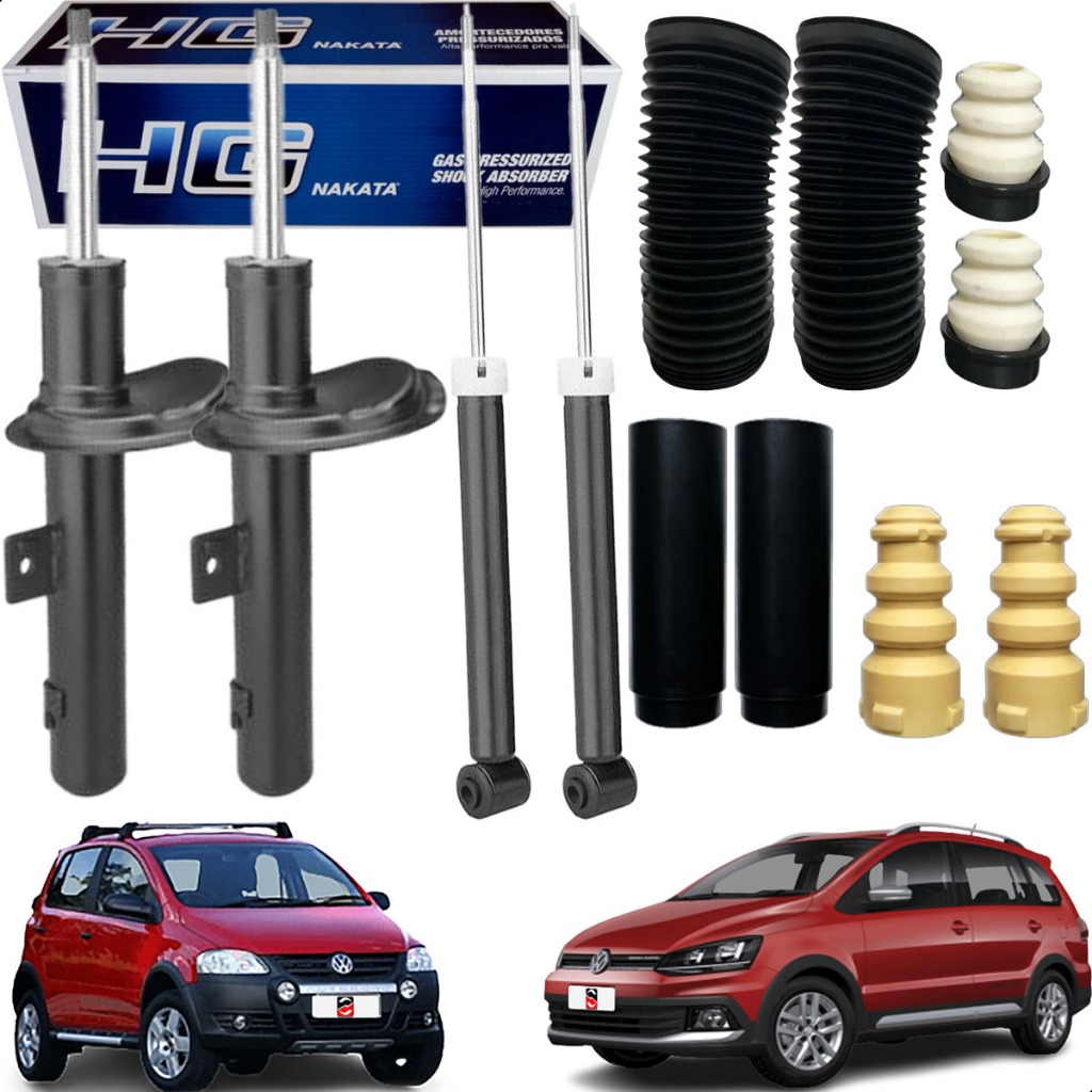 Kit 4 amortecedor + kit batente Crossfox Spacecross 2005/17.