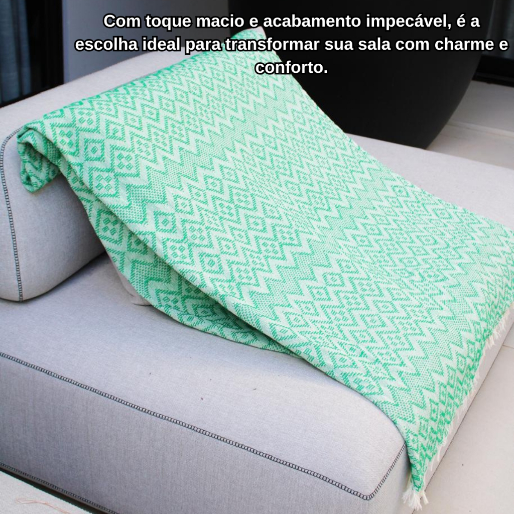 Manta Sofá Cama Cobertor Decorativa Casal 100% Algodão Tamanho Grande 2,40 x 1,80 m Moderna Cores — imagem 2 de 2