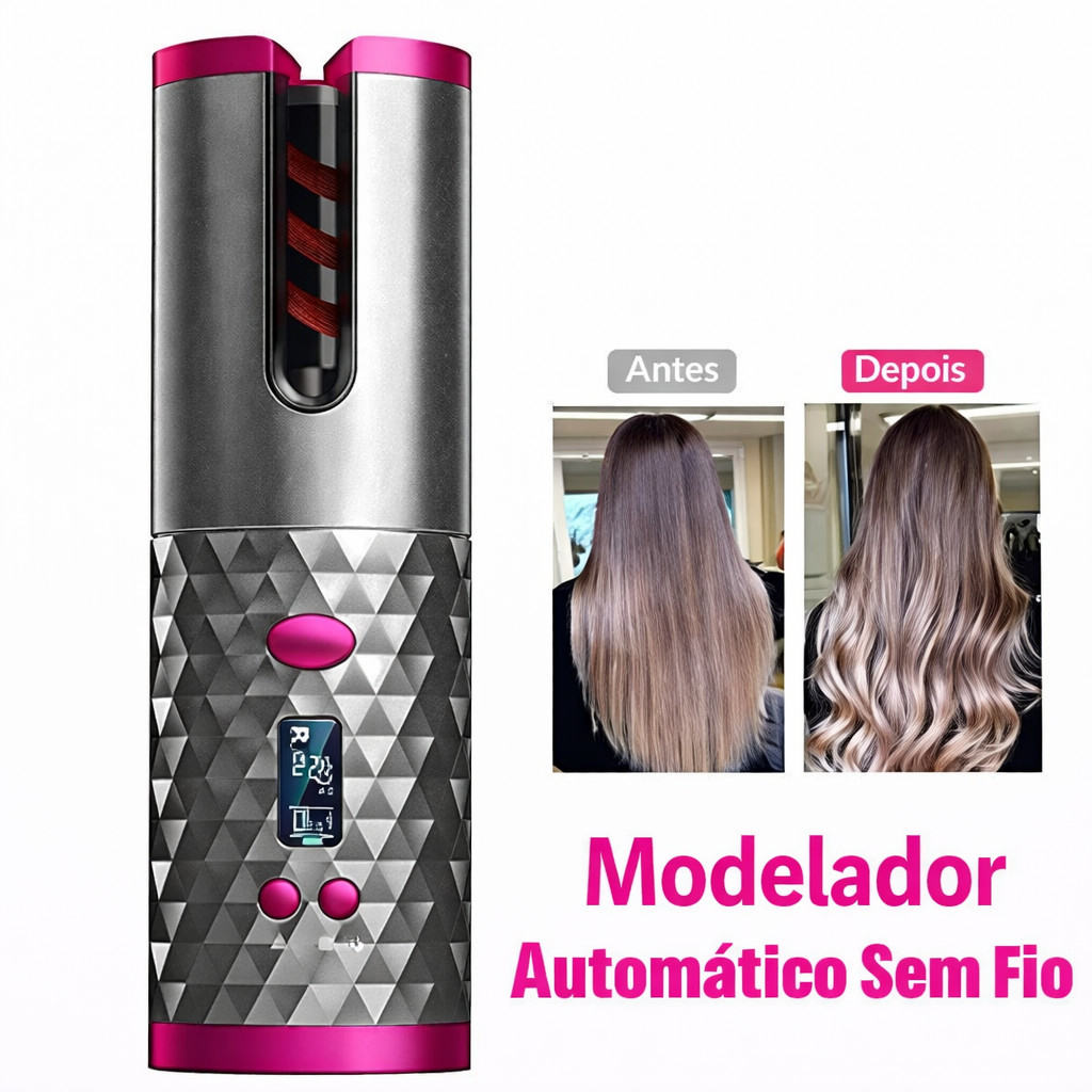 Modelador De Cachos Ferro Automático Sem Fio Com Bateria Recarregável Embutida Cerâmica em Oferta na Shopee