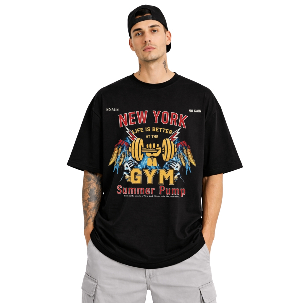 Camiseta Estampada Gola Redonda Masculina Oversized 100% Algodão Confortável Casual Esportiva