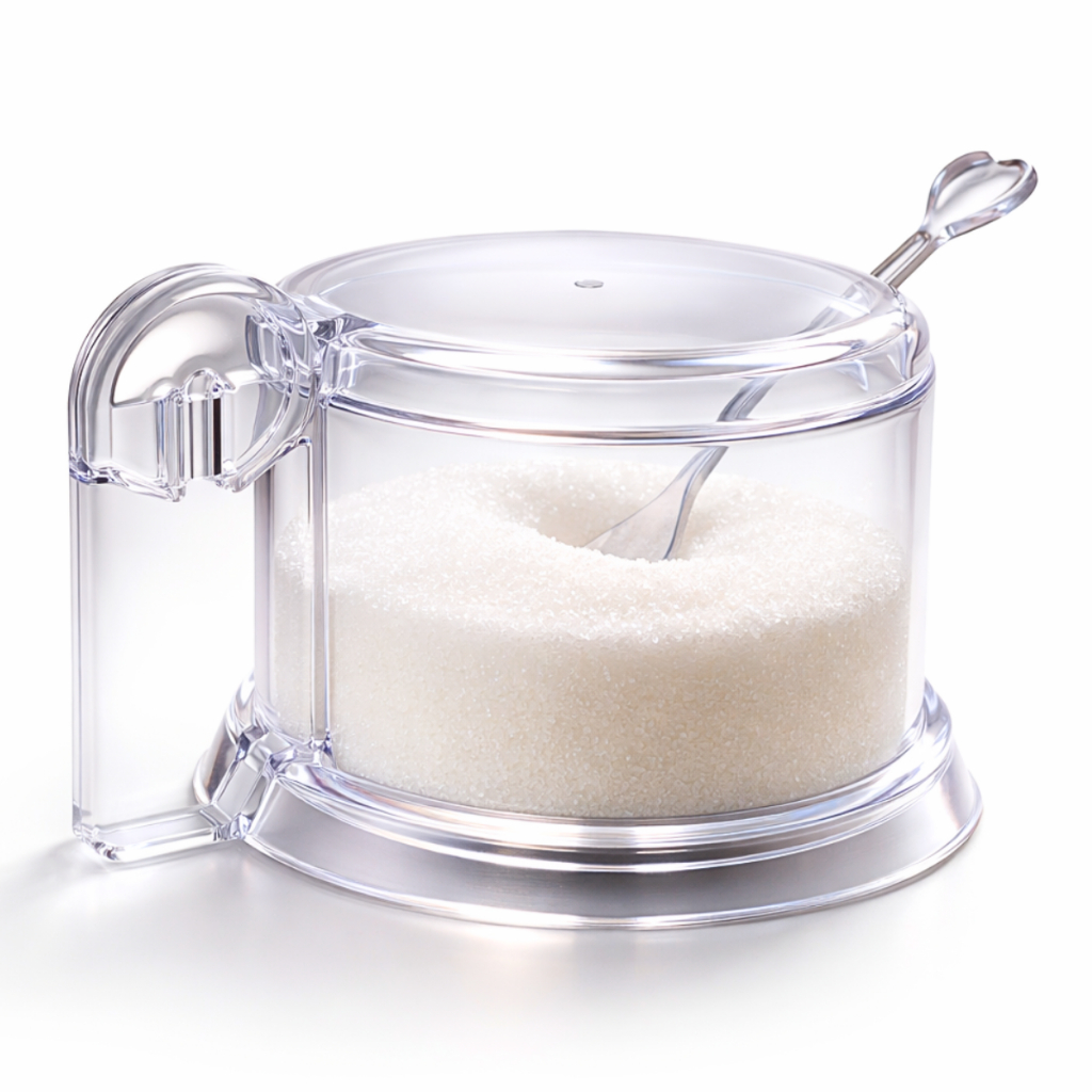 Açucareiro Cristal em Acrílico com Colher Porta Açucar Mesa Posta