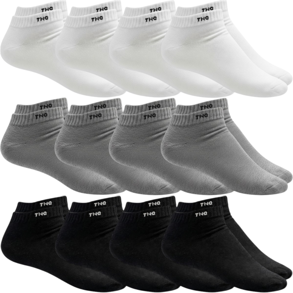 Kit 12 Pares de Meia Algodão Lisa Cano Curto Casual Unissex TNO 39-43 em Oferta na Shopee