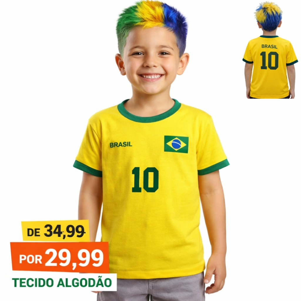 Camiseta Infantil Do Brasil Menino Tecido ALGODÃO