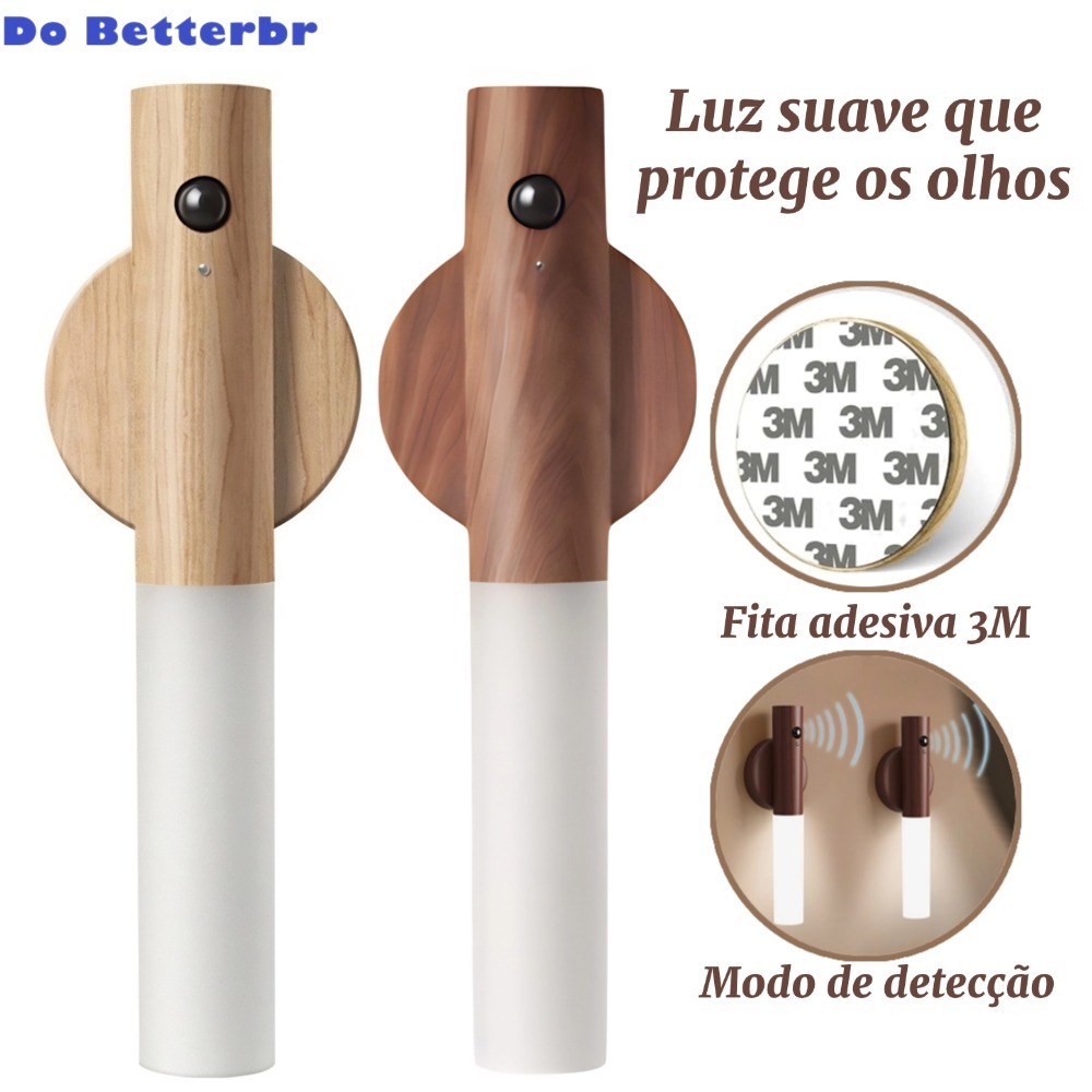 Luminaria Luz Led Recarregável Sensor de Movimento Arandela de Madeira Minimalista Para Mesa Parede Amigável aos olhos em Oferta na Shopee