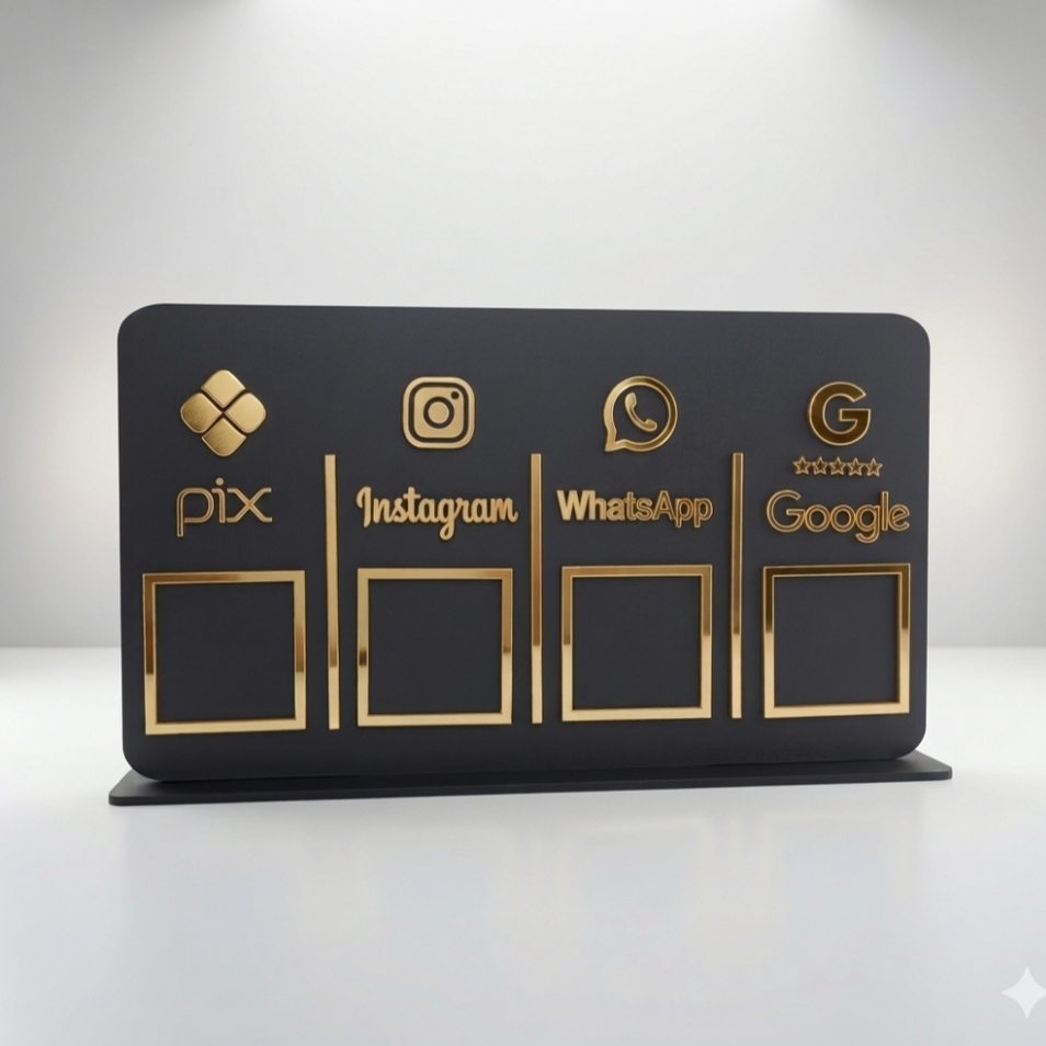 Placa Pix com 4 QR Code Display de mesa Placa Personalizada