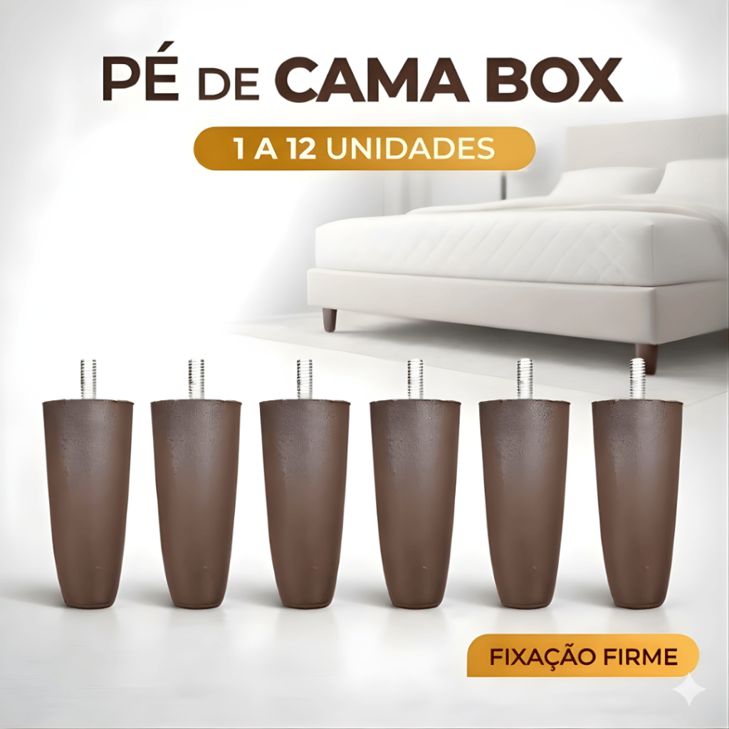 Kit Pés Cama Box 12cm Reforçado com Parafuso | 1 a 12 Un | Casal Queen Super Queen Solteiro Base em Oferta na Shopee