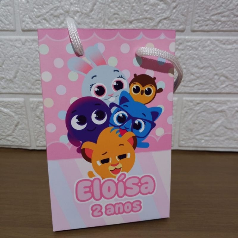 Sacolinha Surpresa Personalizada Bolofofos Rosa – Lembrancinha Festa Infantil  - Sacolinha (P)