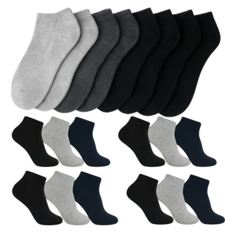 Kit com até 24 Pares de Meias Soquete Masculinas e Femininas Confortáveis Respiráveis Cores Mescladas em Oferta na Shopee