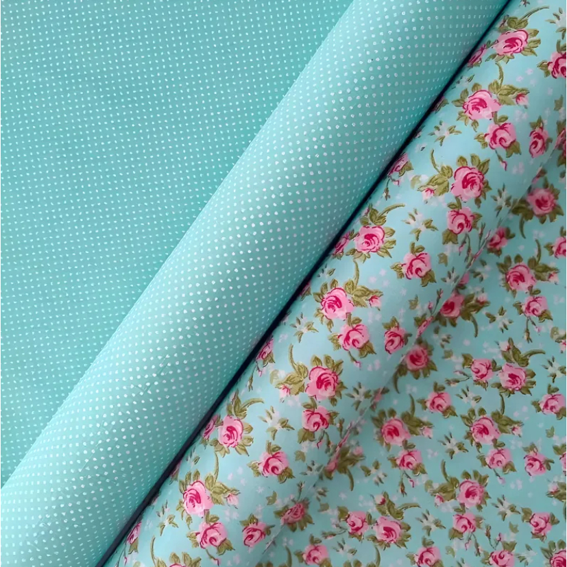 Kit Composê 2 Cores de 50cm x 1.50mt Tecido Tricoline Floral 100% Algodão