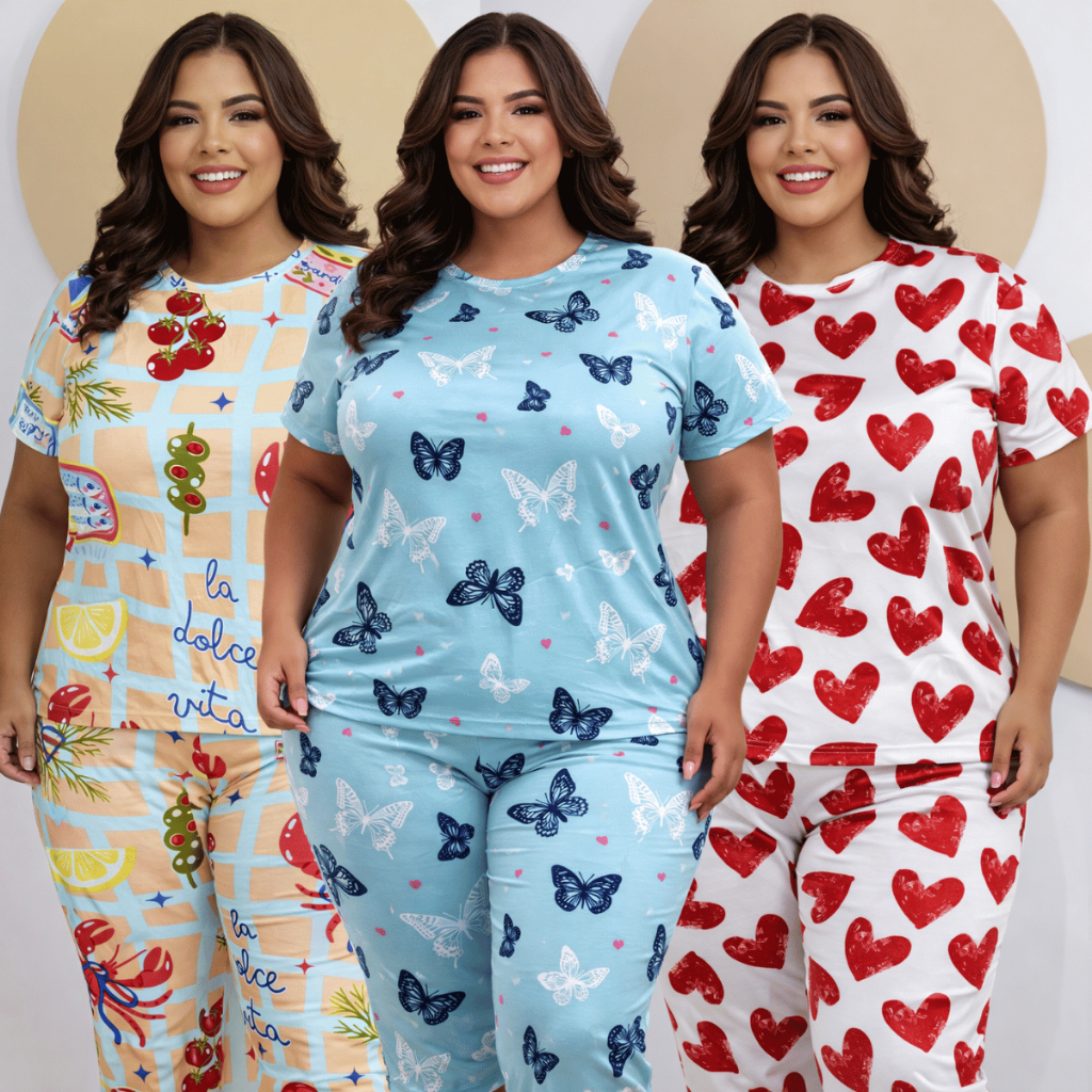 Pijama Feminino Plus Size em Suede