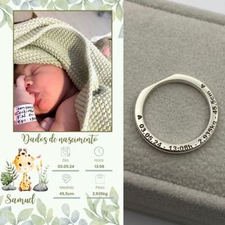 Anel em Prata Minimalista Personalizado – Grave Nome Dados do nascimento dos Filhos - Frase ou Profissão - Aliança em Oferta na Shopee